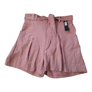 C-mode Med Women's Pink Striped Shorts Ties In Front